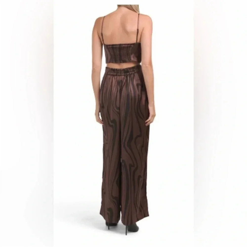 House of Harlow 1960 Wide-Leg Brown Marble Print Pants Set Women’s Size Small - Picture 2 of 8